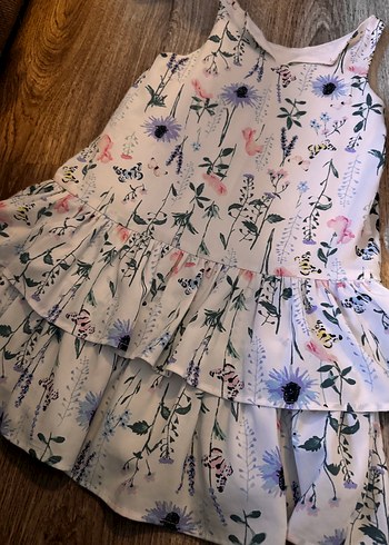 Kız Çocuk Nakışlı Fırfırlı Elbise - Görsel 5