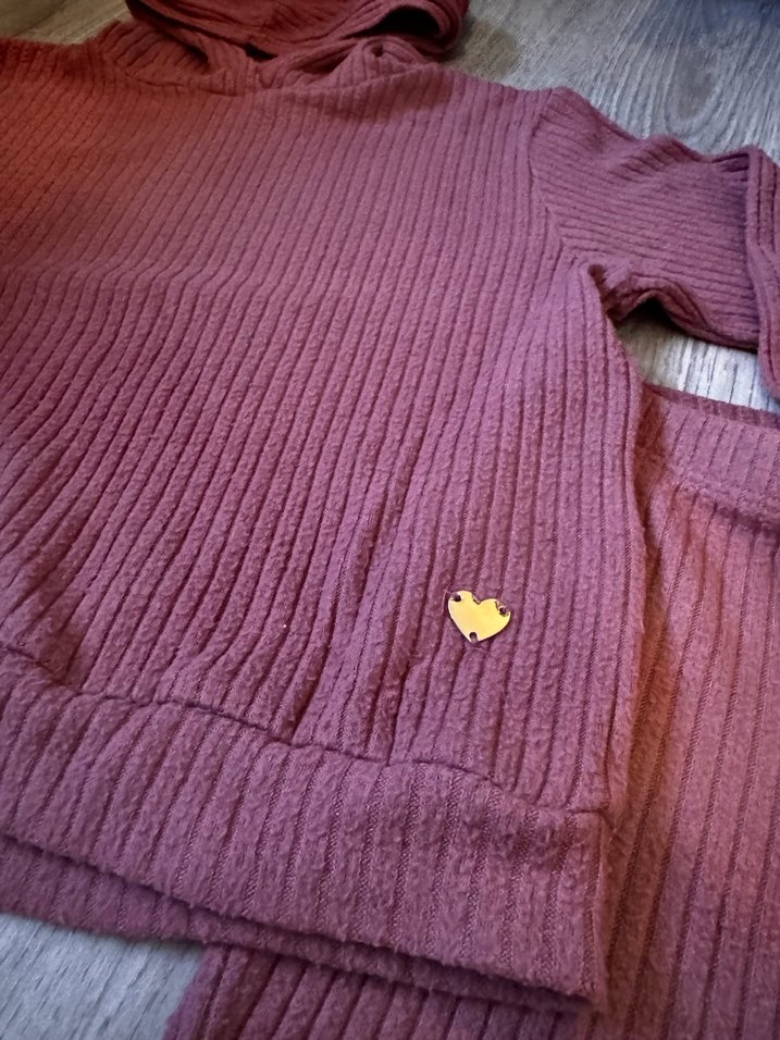 Bordo Kız Çocuk Triko Eşofman Takımı - Görsel 2