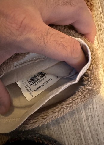 Erkek Çocuk Kahverengi Peluş Kapüşonlu Hırka - Görsel 2