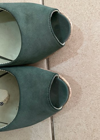 Kadın Yeşil Süet Dolgu Topuklu Stiletto - Görsel 4