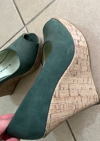 Kadın Yeşil Süet Dolgu Topuklu Stiletto - Görsel 2