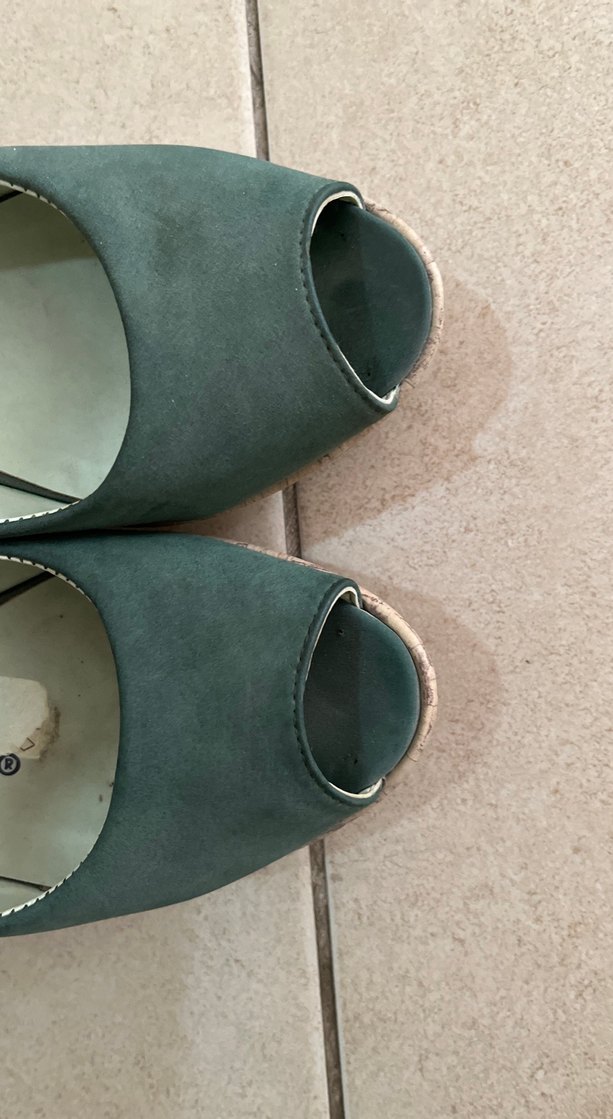 Kadın Yeşil Süet Dolgu Topuklu Stiletto - Görsel 4