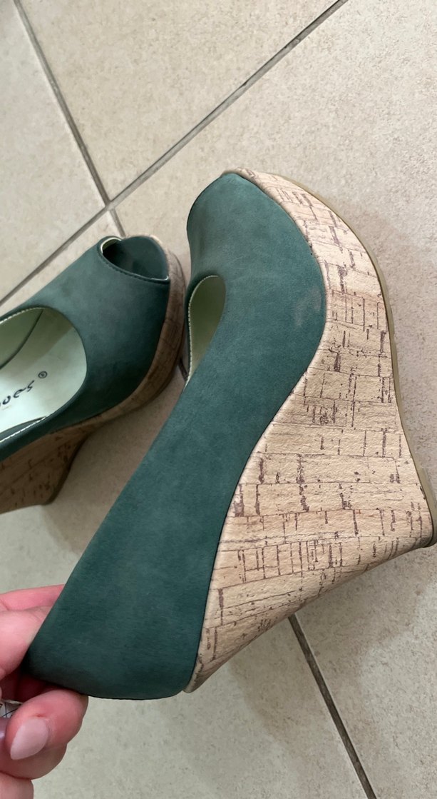 Kadın Yeşil Süet Dolgu Topuklu Stiletto - Görsel 2