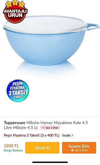 Tuperwere saklama kabı