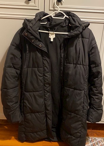 H&M marka Siyah Midi Kadın Kışlık Mont - Görsel 2