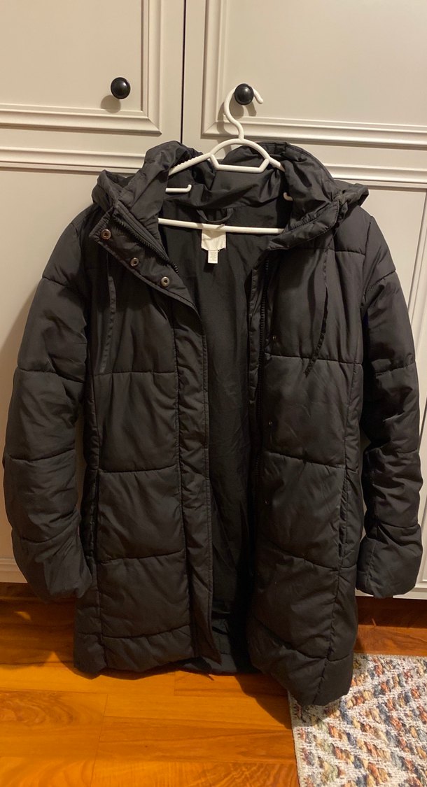 H&M marka Siyah Midi Kadın Kışlık Mont - Görsel 2