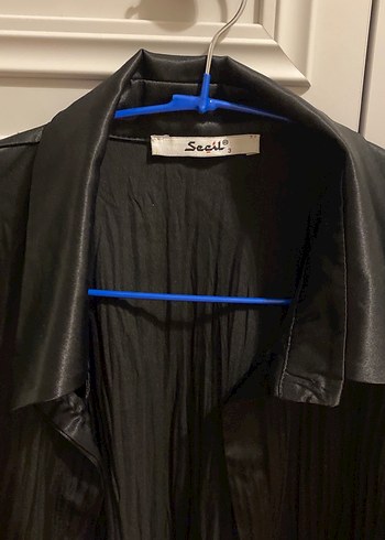 Kadın Siyah saten  Uzun Kollu Gömlek - Görsel 2