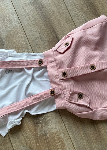 Pembe Askılı Düğmeli Kız Elbisesi - Görsel 2