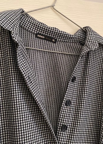 Gri Kareli Düğmeli Uzun Elbise - Görsel 2