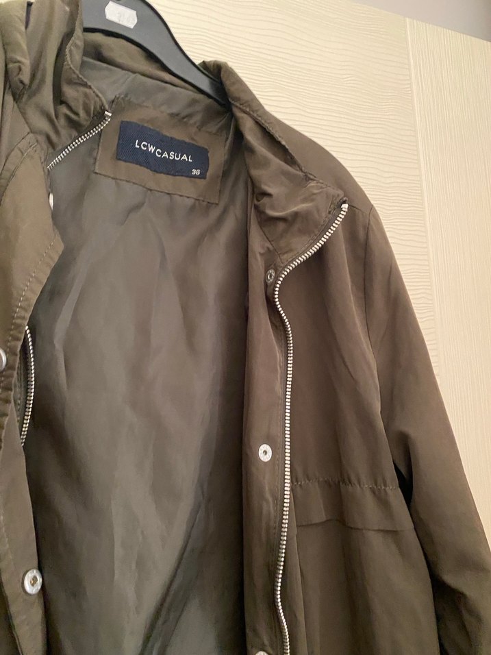 Kadın Haki Midi Ceket, Düğmeli, Salaş Kesim - Görsel 2