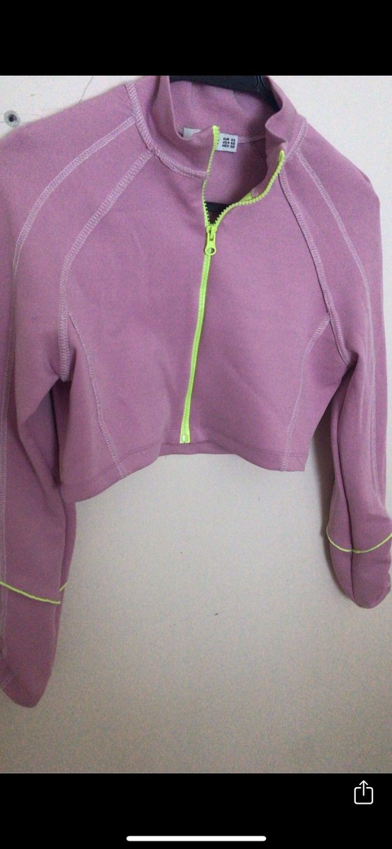 Pembe Scuba Kumaş Fermuarlı Crop Top - Görsel 4