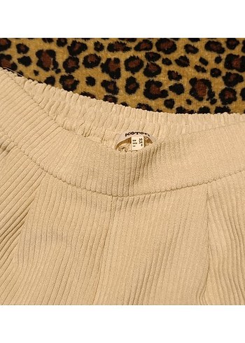 Kadın krem fitilli kadife pantolon. koton marka - Görsel 4