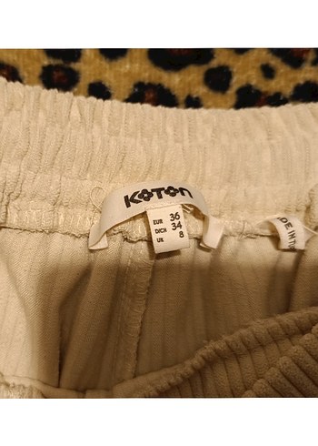 Kadın krem fitilli kadife pantolon. koton marka - Görsel 3