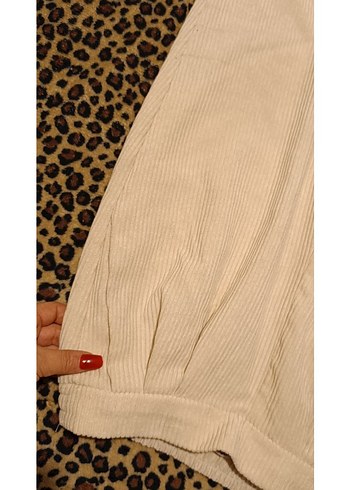 Kadın krem fitilli kadife pantolon. koton marka - Görsel 5