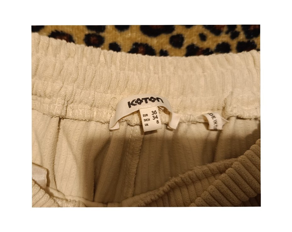 Kadın krem fitilli kadife pantolon. koton marka - Görsel 3