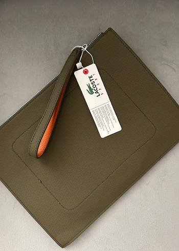 Lacoste Kadın Haki Renk Fermuarlı Clutch Çanta