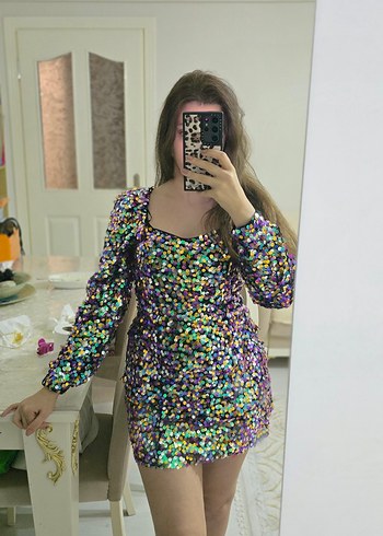 zara payetli elbise - Görsel 2