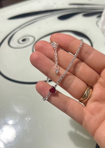 Pandora Pandora kırmızı kalp Bileklik