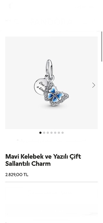Mavi kelebek charm