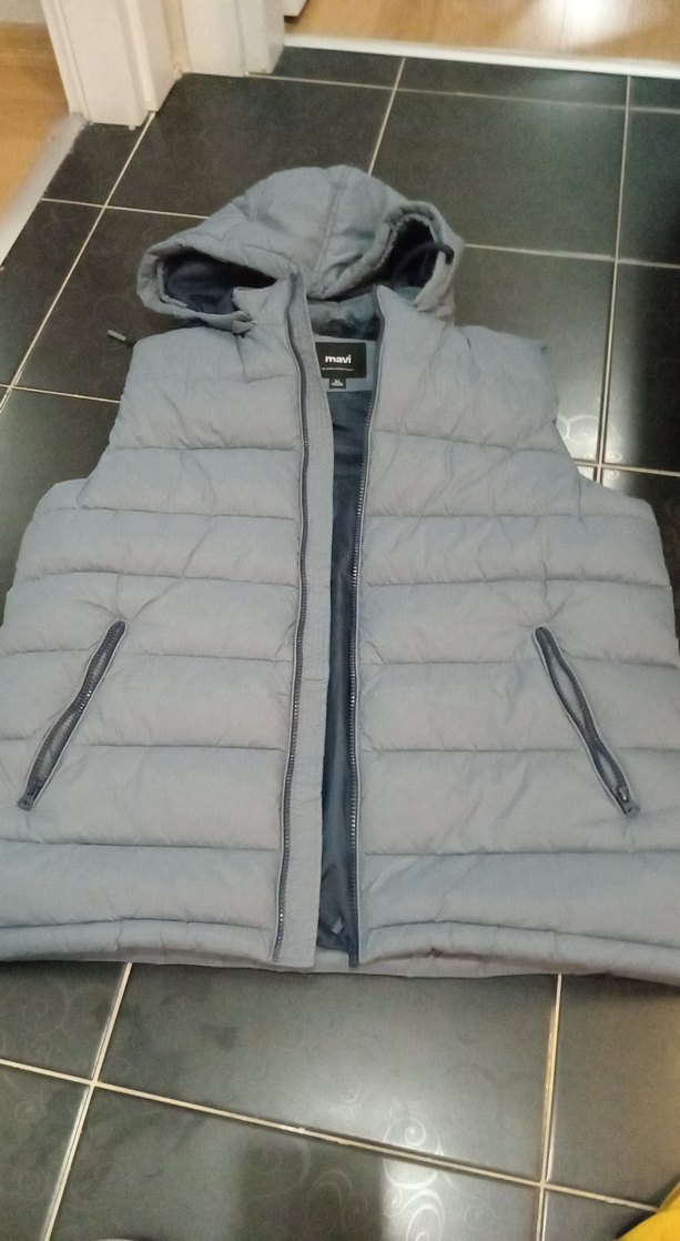 Mavi Gri Fermuarlı Kadın Ceket XL - Görsel 2