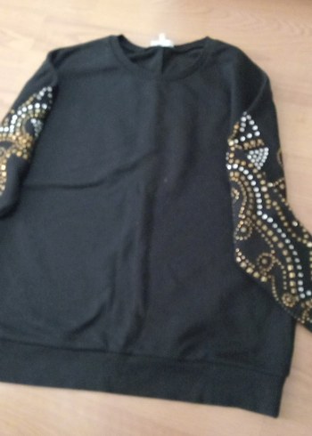 Siyah Payetli Kadın Sweatshirt - Görsel 2