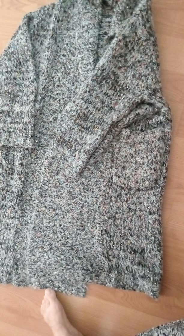 Kadın Gri Uzun Triko Hırka - Görsel 3