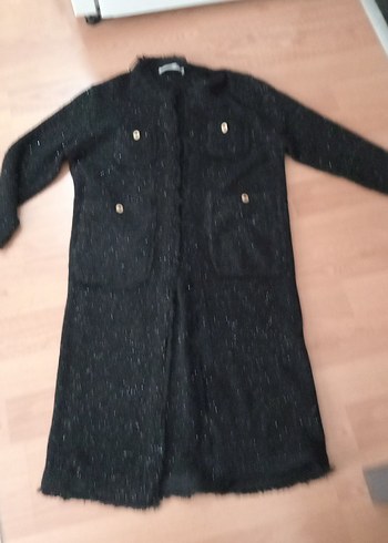 Düğmeli Siyah Uzun Kadın Kaban - Görsel 3