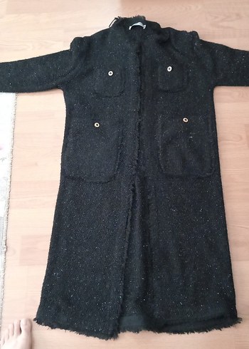 Düğmeli Siyah Uzun Kadın Kaban - Görsel 2