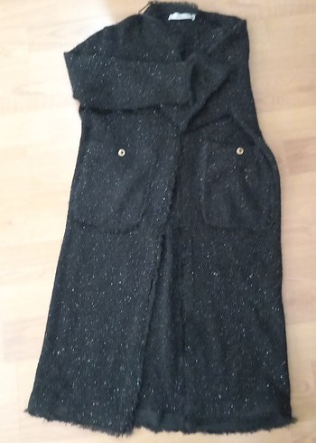 Düğmeli Siyah Uzun Kadın Kaban - Görsel 7