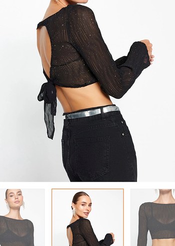 Parıltılı sırt detaylı bluz - Görsel 2