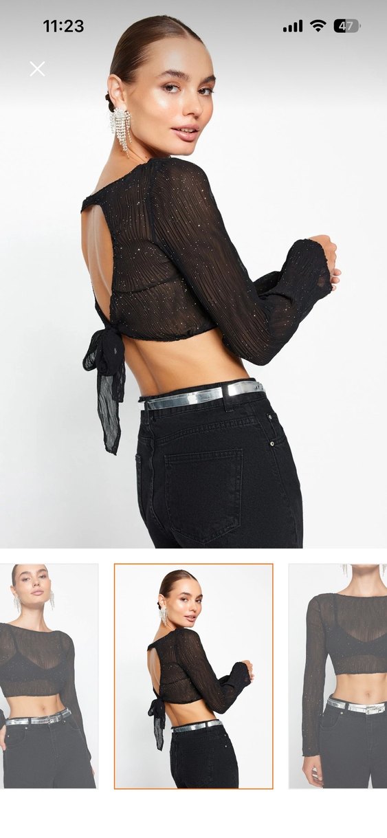 Parıltılı sırt detaylı bluz - Görsel 2