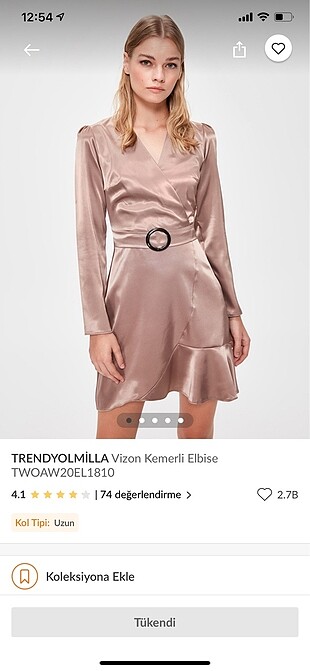 Milla vizon kemerli elbise saten