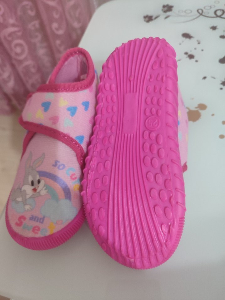 Kız Çocuk Pembe Baskılı Sıcak Terlik - Görsel 3