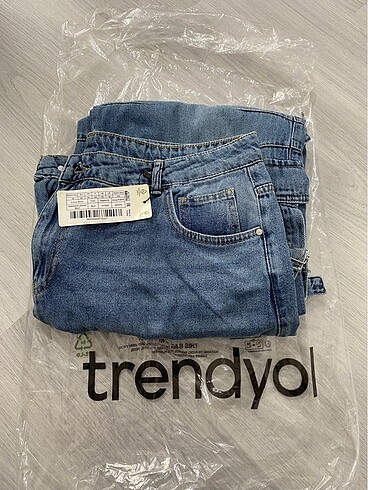 Trendyol Curve Mavi Yüksek Bel Genis Paça Kargo Cepli Büyük Bede