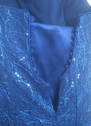 Abiye saks mavisi sitraplez kuyruklu elbise 
