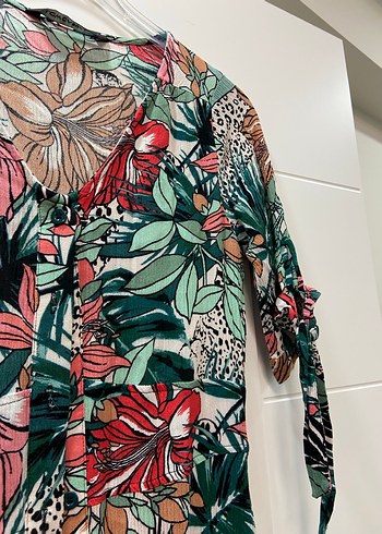 Renkli Bohem V Yaka Uzun Elbise - Görsel 3