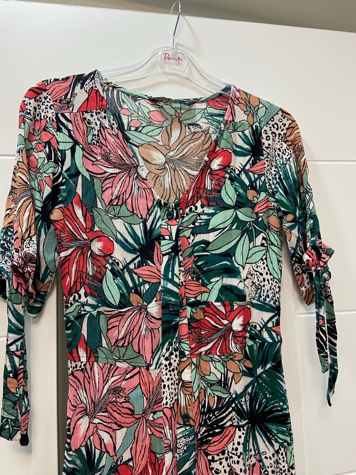 Renkli Bohem V Yaka Uzun Elbise - Görsel 4