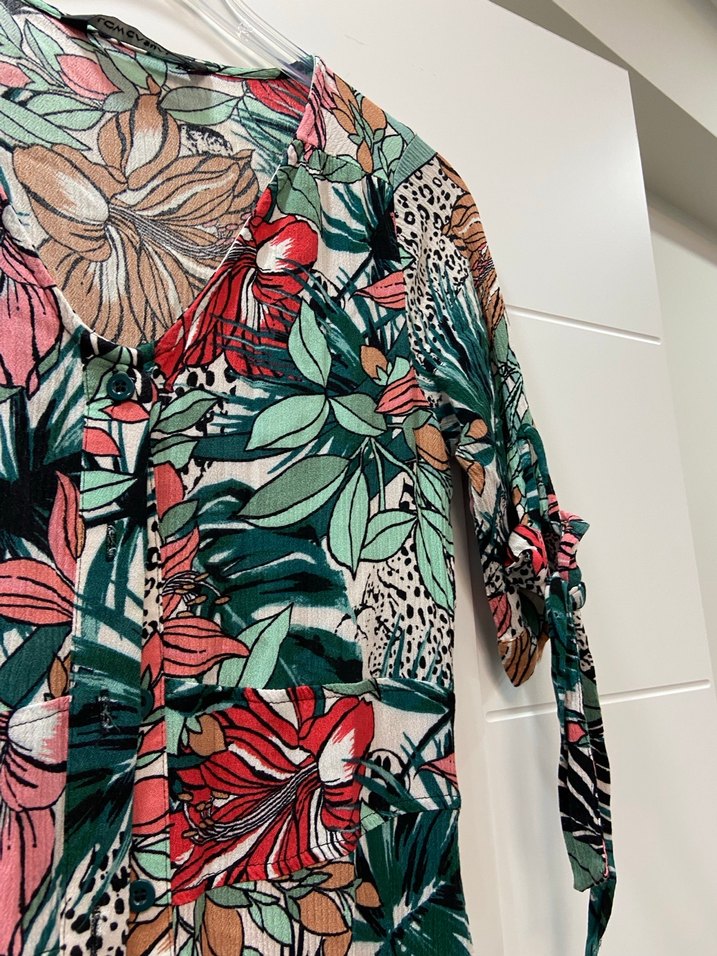 Renkli Bohem V Yaka Uzun Elbise - Görsel 3