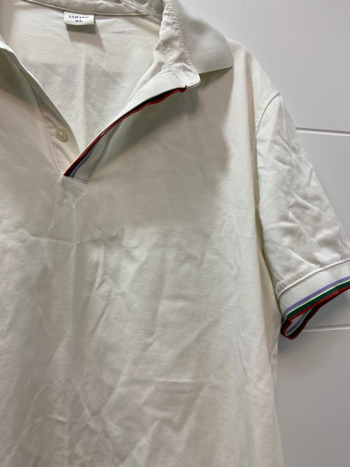 Erkek Beyaz Polo yaka Tişört - Görsel 4