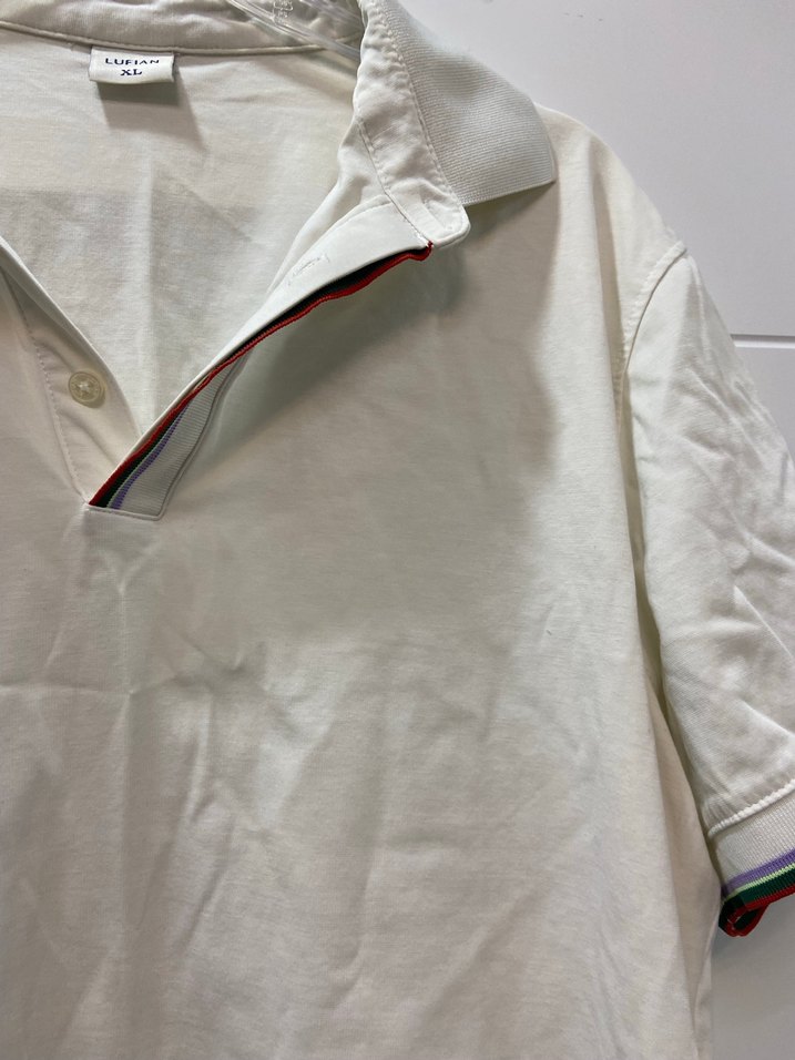 Erkek Beyaz Polo yaka Tişört - Görsel 3