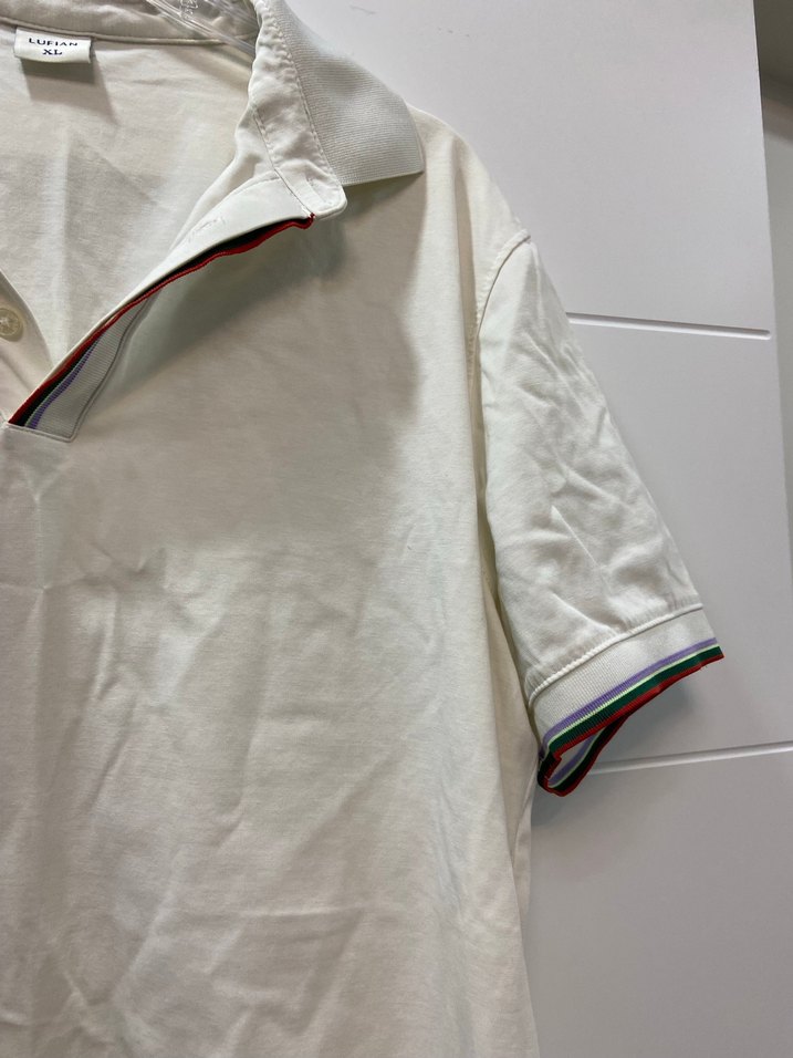Erkek Beyaz Polo yaka Tişört - Görsel 5