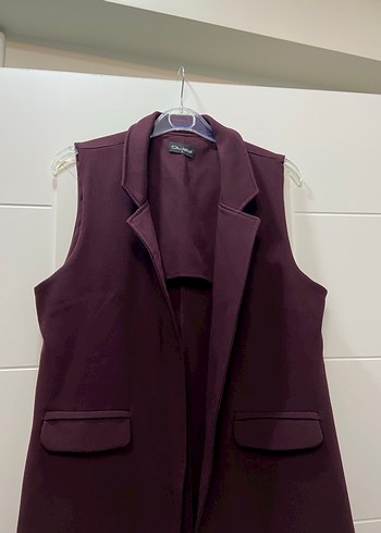 Bordo Kadın Uzun Yelek - Görsel 5