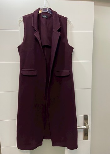 Bordo Kadın Uzun Yelek - Görsel 7