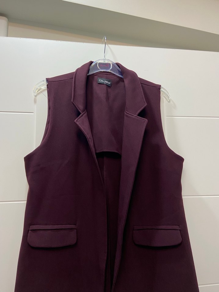 Bordo Kadın Uzun Yelek - Görsel 5