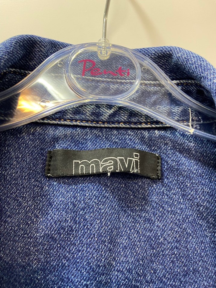 Düğmeli Mavi Denim Kadın Gömlek - Görsel 3