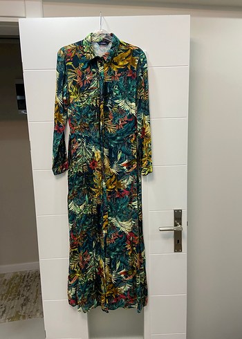 Bohem Çok Renkli Uzun Kollu Uzun Elbise - Görsel 7