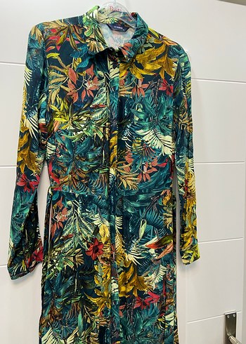 Bohem Çok Renkli Uzun Kollu Uzun Elbise - Görsel 4