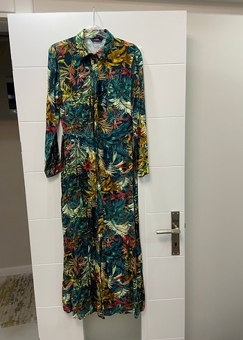 Bohem Çok Renkli Uzun Kollu Uzun Elbise - Görsel 8