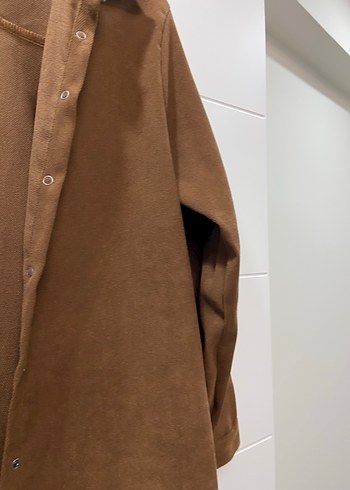 Düğmeli Kahverengi Süet Kadın Gömlek - Görsel 7