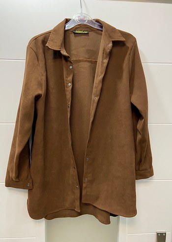 Düğmeli Kahverengi Süet Kadın Gömlek - Görsel 4